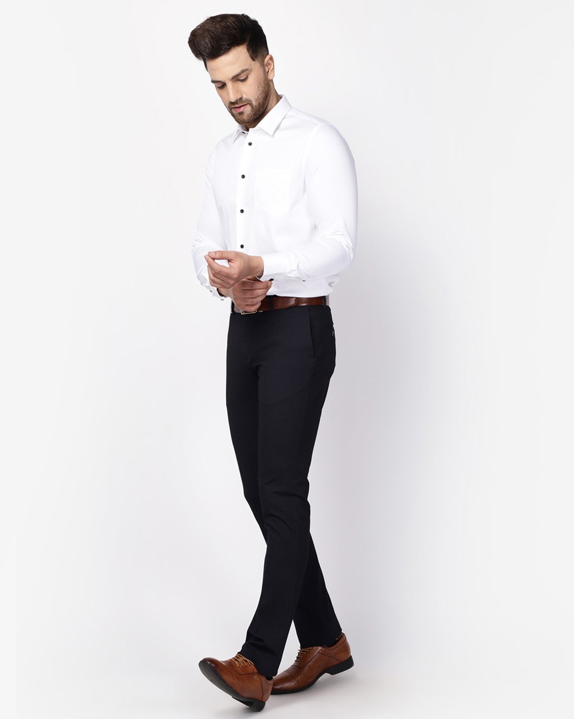 Must Haves Slim Comfort B-95 Formal Black Solid Trouser - Miggins