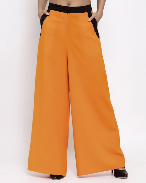 Jaipur Kurti Bottoms  Buy Jaipur Kurti Women Orange Solid Straight Cotton  Slub Trouser Online  Nykaa Fashion
