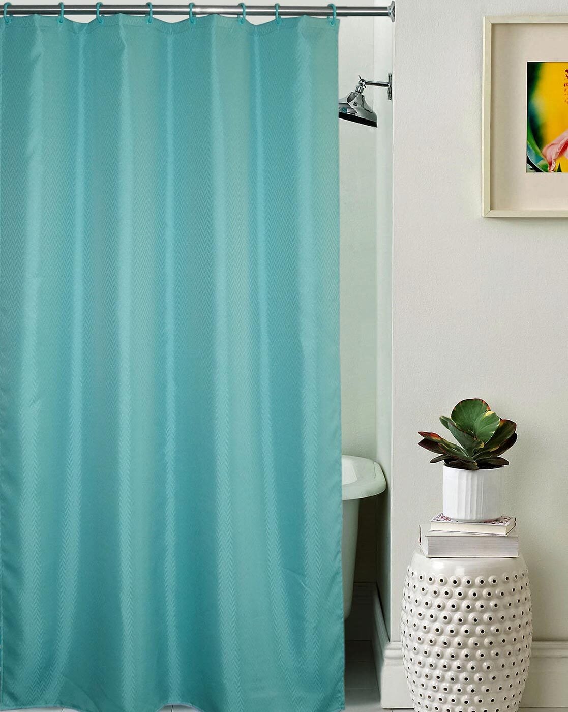 Aqua chevron shower sale curtain