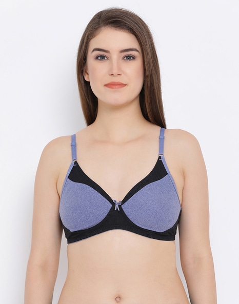 Panelled Cotton T-shirt Bra with Adjustable Straps