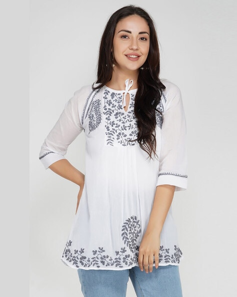 White Embroidered Tops - Buy White Embroidered Tops online in India