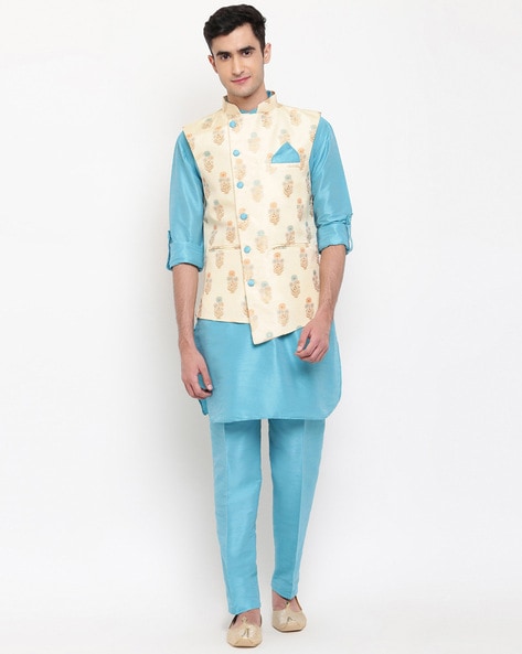 Buy Grayish Green Readymade Designer Kurta Pajama With Jacket For Men | Kurta  Pajama