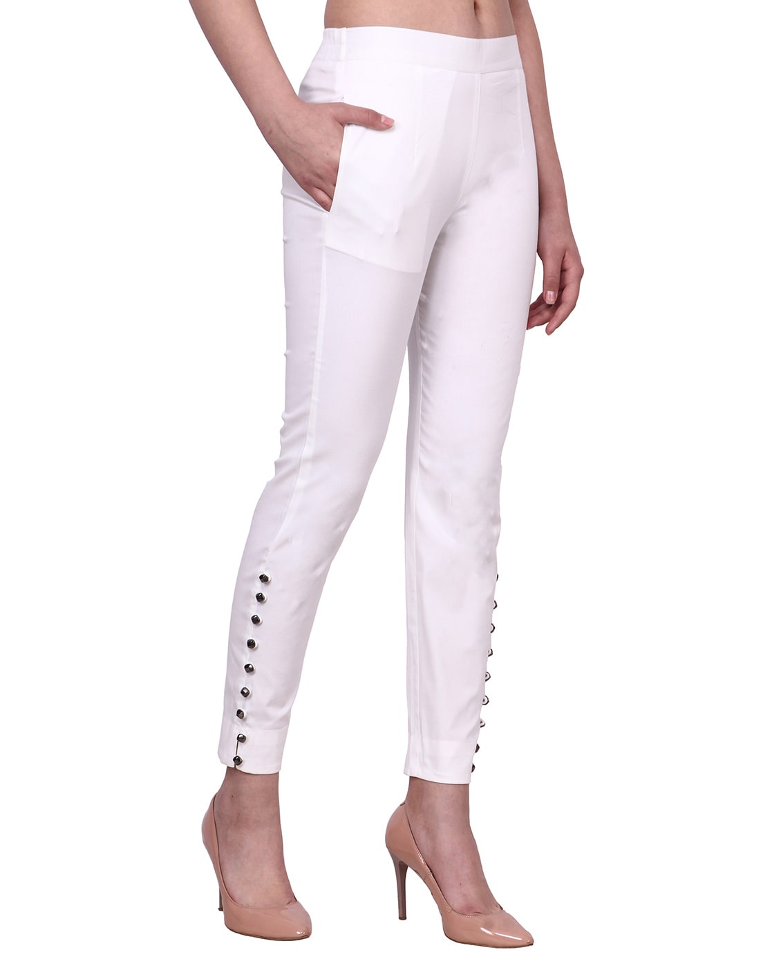 Buy White Trousers & Pants for Women by POPWINGS Online