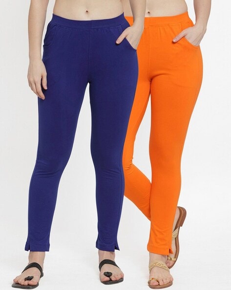 Buy Orange & Blue Leggings for Women by Tag 7 Plus Online