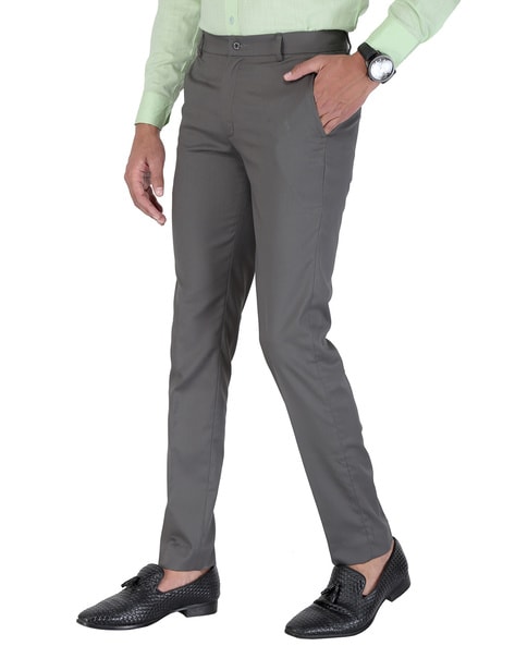 Buy INVICTUS Men White & Black Slim Fit Self Design Formal Trousers -  Trousers for Men 2173628 | Myntra