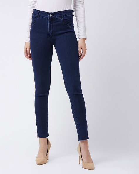 Mm-21 Zipper Navy Blue Denim 5-Button High Waist Skinny Fit Jeans For Women  at Rs 380/piece in Ahmedabad