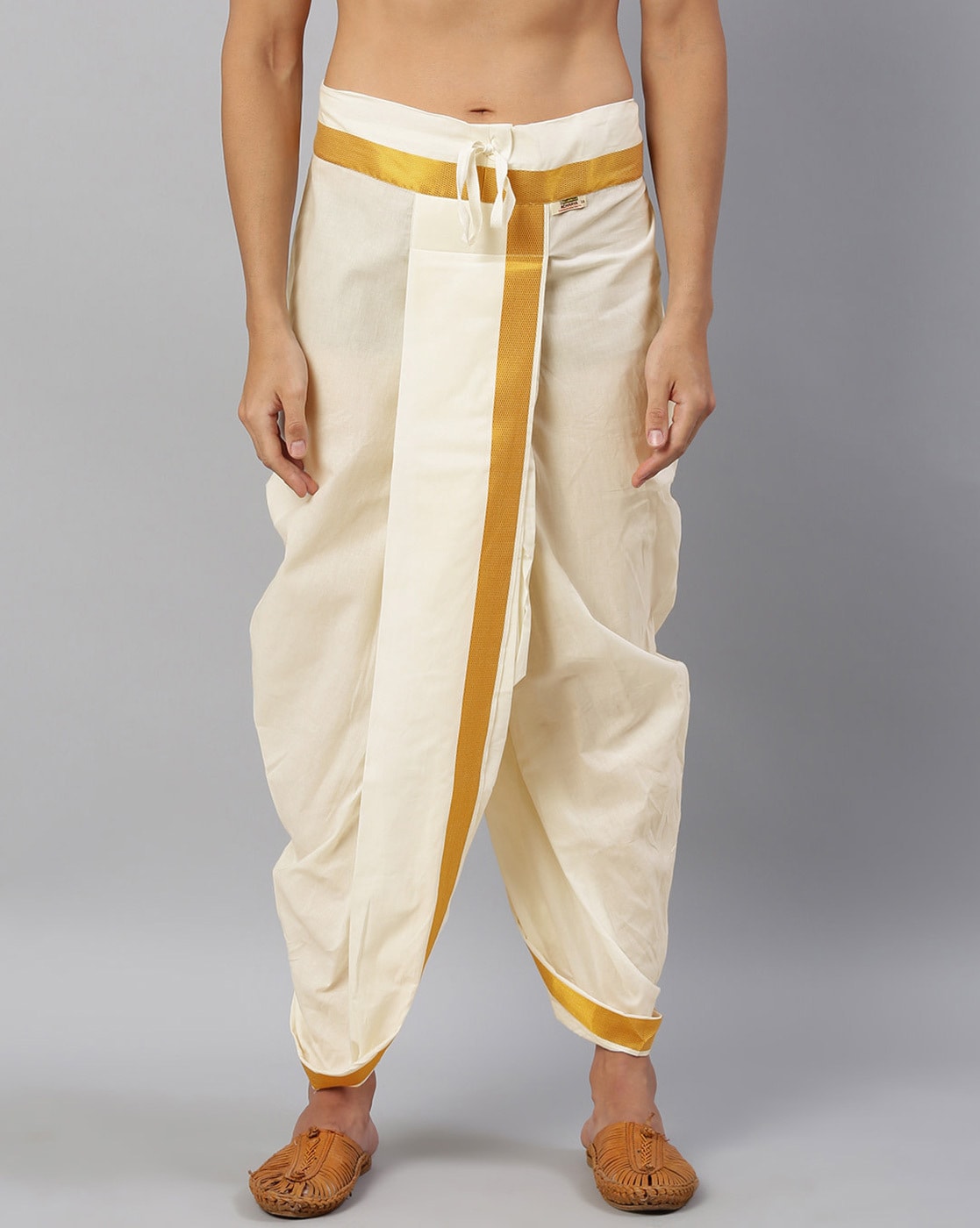 RAMRAJ COTTON Men Cotton White Full Sleeve Shirt with Gold Jari Dhoti :  Amazon.in: Clothing & Accessories