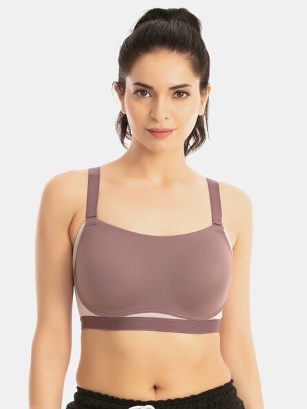 Buy SOIE Women's Full Coverage High Impact Padded Non-Wired Sports Bra -  Grey Online
