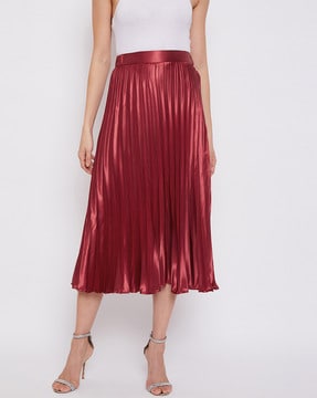 Elastic waist cheap burgundy skirt