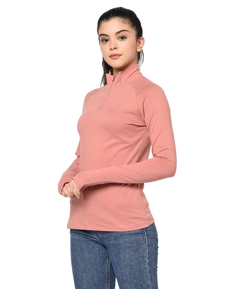 Long Zip Tee Dusty Pink