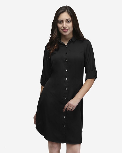 Ladies black sale shirt dress