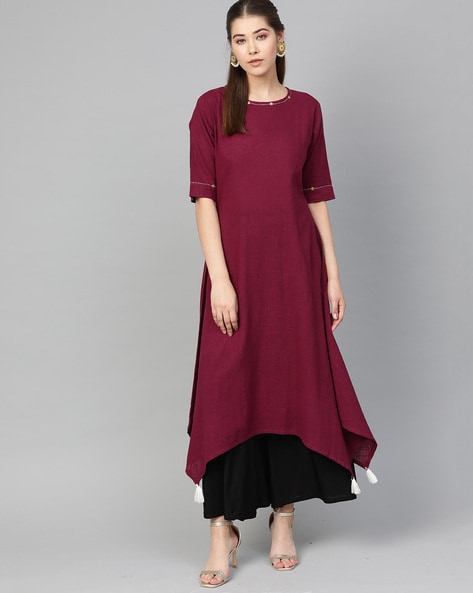 Myshka A-line Kurta with Handkerchief Hem