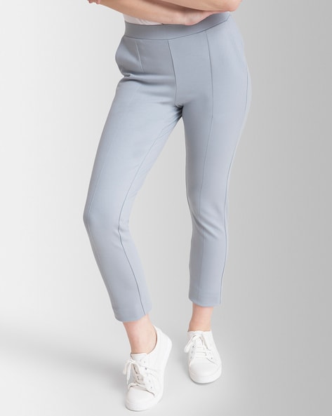 Buy Grey LivIn Straight Formal Pants Online | FableStreet