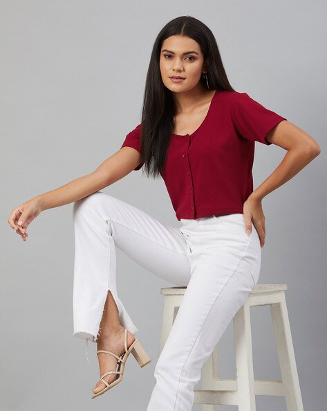 Buy Maroon Tops for Women by ORCHID BLUES Online