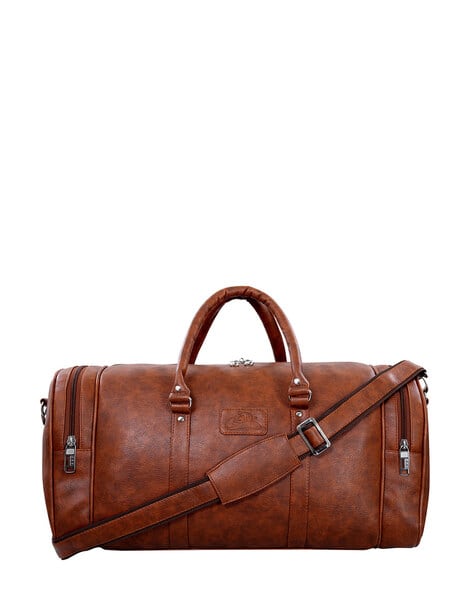 Leather World Duffle Bag with Adjustable Strap