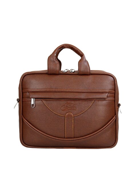 Tan leather 2024 laptop bag mens