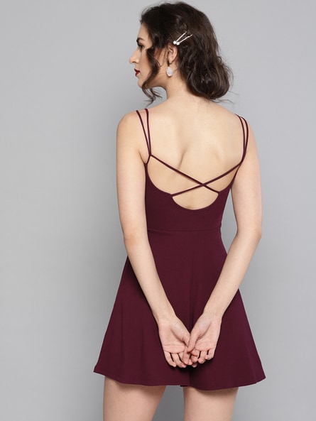 Maroon skater cheap dress