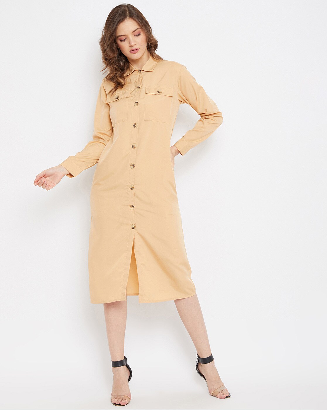 Beige shirt outlet dress