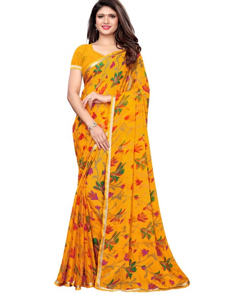 Buy HOLDY FASHION Solid/Plain Daily Wear Pure Silk Orange Sarees Online @  Best Price In India | Flipkart.com