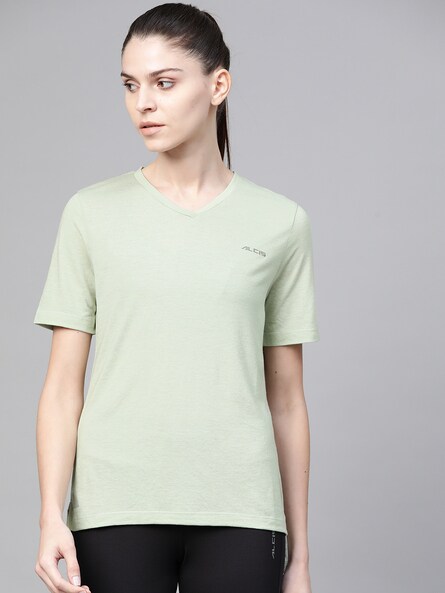 Buy Alcis Women Solid Slim Fit T-Shirt online