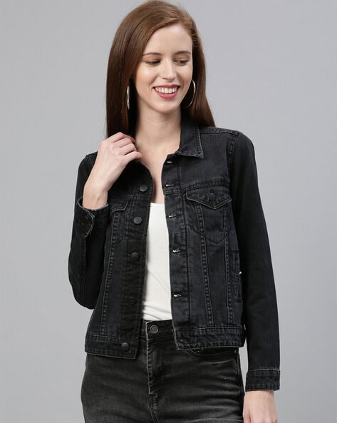 Womens Kikit Long Sleeve Stretch Denim Black Jean Jacket Size M | eBay-sgquangbinhtourist.com.vn