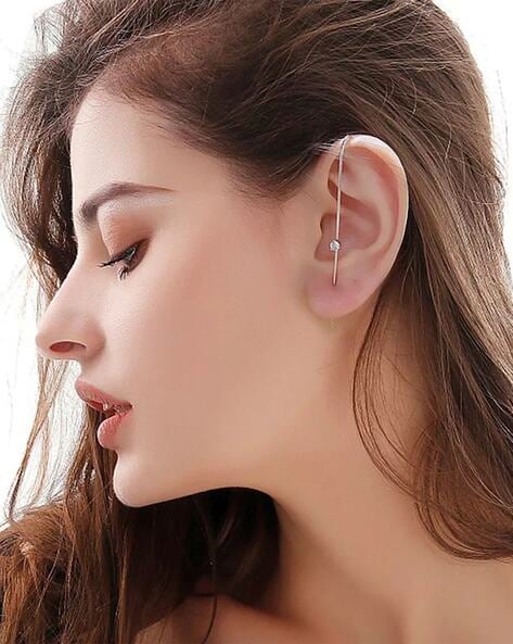 VEMBLEY Stone Studded Ear Cuffs For Women (Gold, FS)