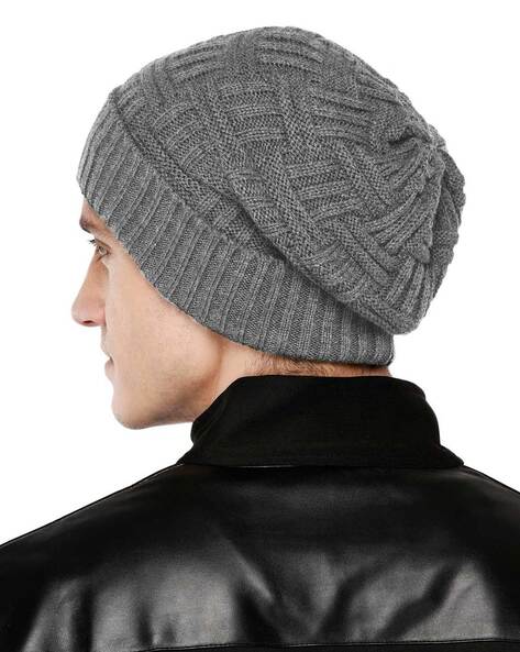 Bharatasya Unisex Grey Beanie Cap, Cable Knitted in Soft Acrylic Wool. (Grey) At Nykaa, Best Beauty Products Online