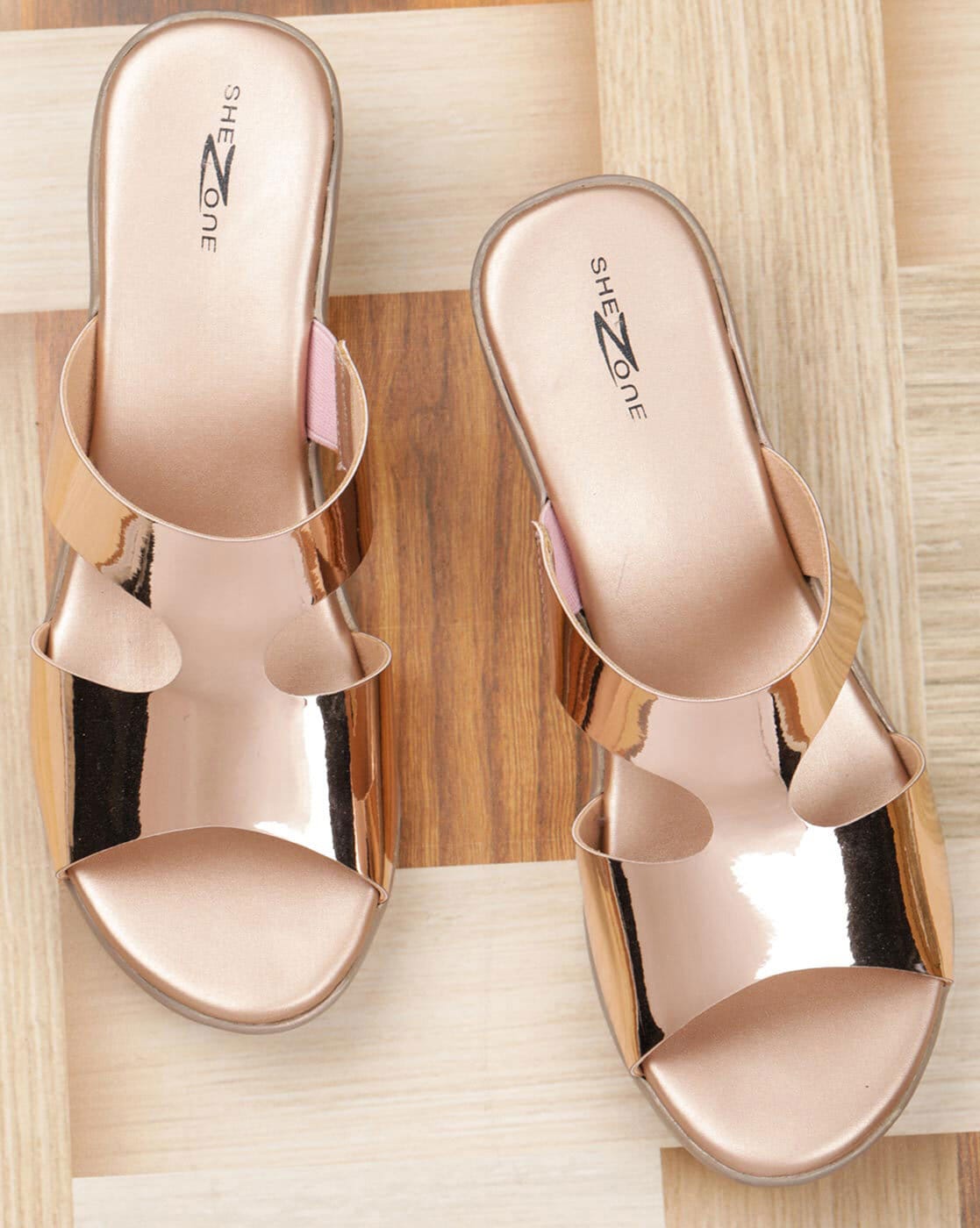 Buy Rose Gold Toned Heeled Sandals for Women by SHEZONE Online