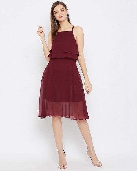 Buy Maroon Embroidered Empire Maxi Dress - Zink London