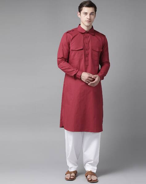 Maroon Pathani Kurta Pajama Contemporary Maroon Color Viscose
