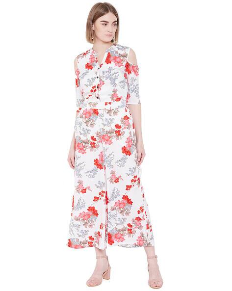 Women's Jumpsuits Shoulder Jumpsuit Tesco Floral Jumpsuit Red