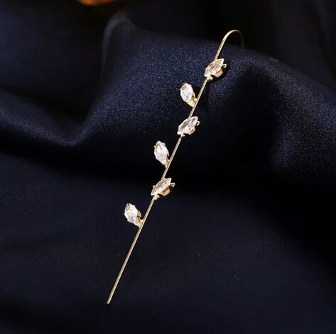 VEMBLEY Stone Studded Ear Cuffs For Women (Gold, FS)