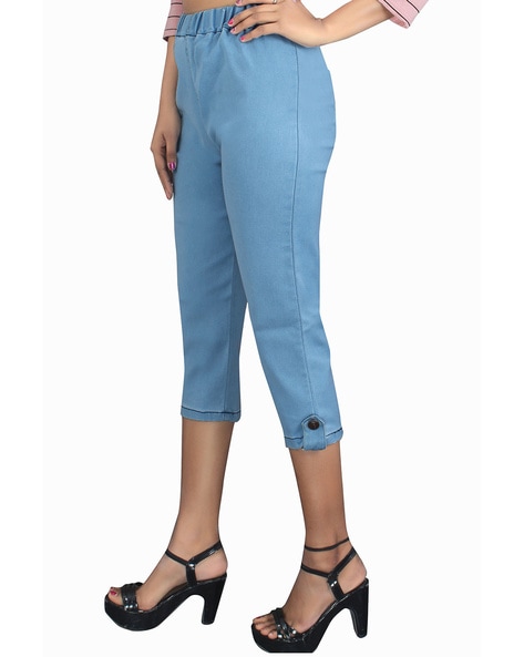 Buy Sky Blue Trousers & Pants for Women by ANGELFAB Online