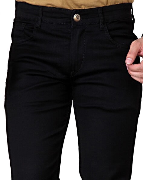 ZAYSH Men Slim Mid Rise Black Jeans Pants