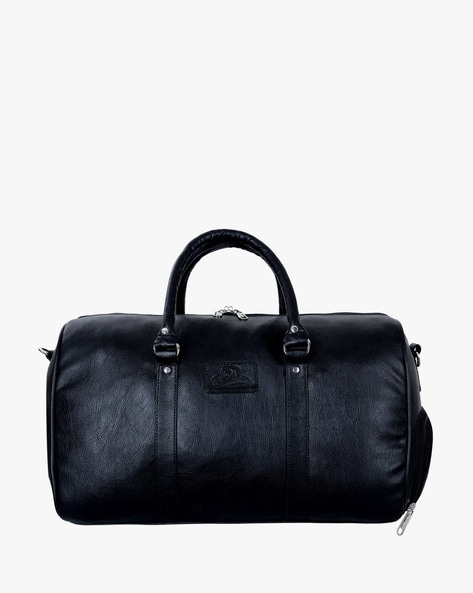 Mens black leather store travel bag