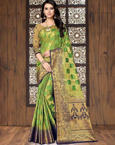 Buy Mint Green Banarasi Saree online-Karagiri