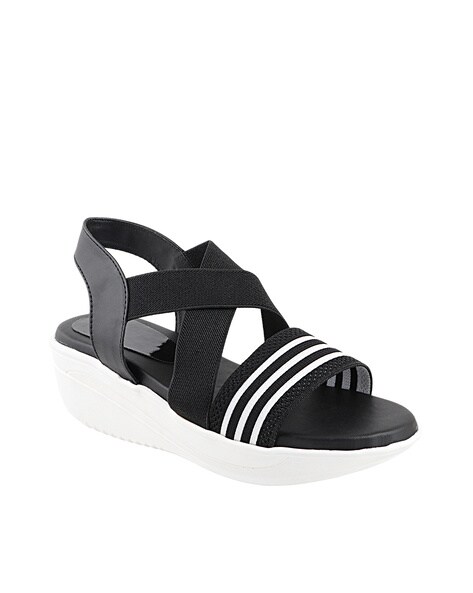 Black and discount white striped sandals