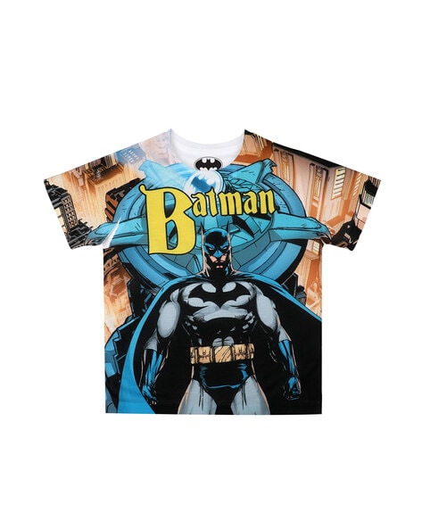 Batman Cartoon Print Round-Neck T-shirt