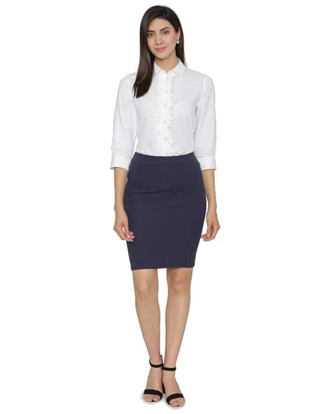 gajess Taylor Pencil Skirt Navy(Stripe)