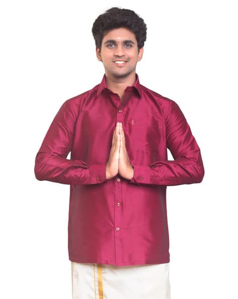Buy Burgundy Shirts for Men by THANGAMAGAN Online