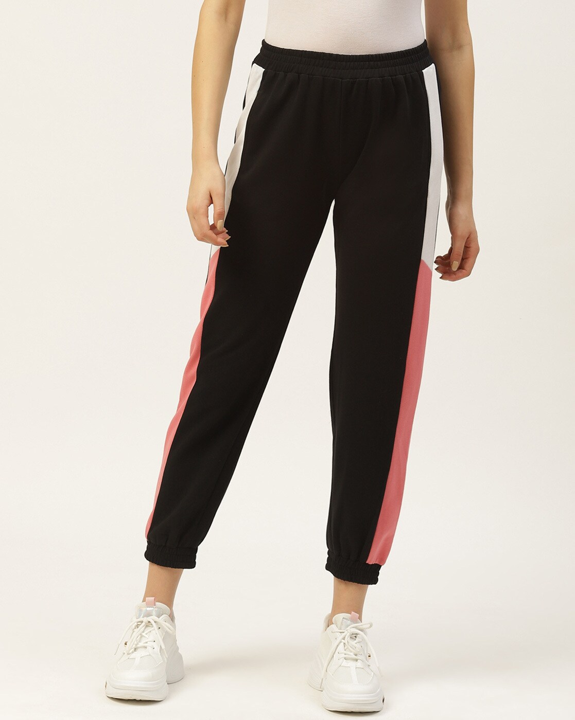 Laabha Solid Mid Rise Flared Track Pants Black 