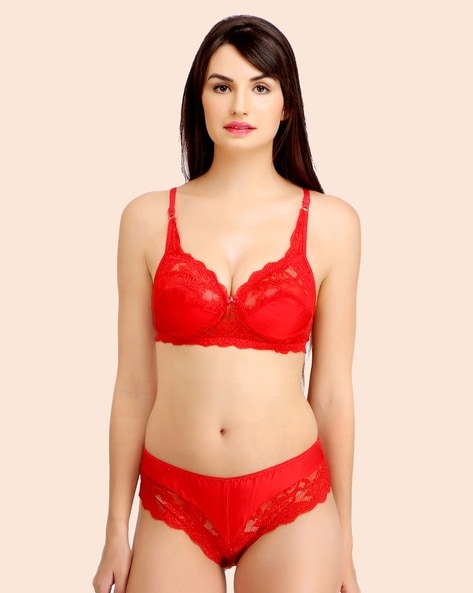 Bra & Panty Set with Lace Overlay