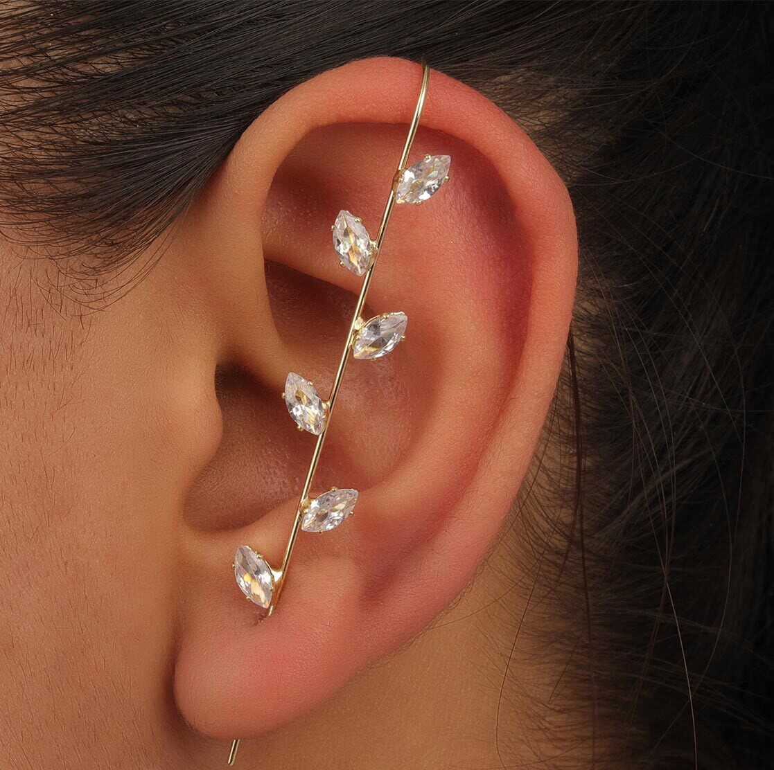 22KT Gold CZ Stone Ear Cuff Earring