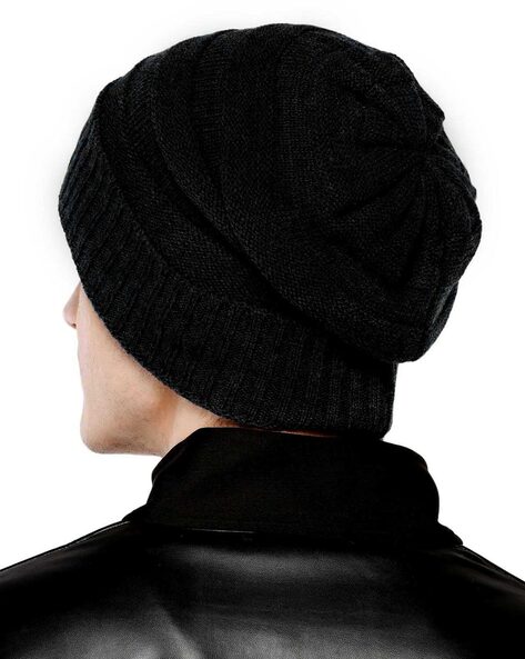 Black wool sales beanie hat