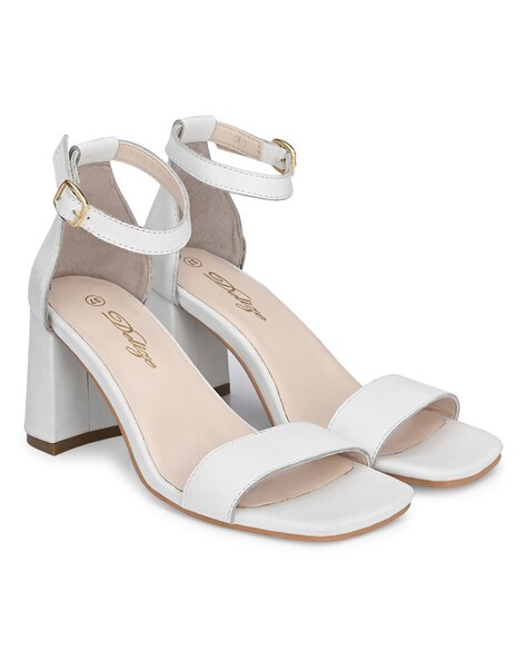 White low block online heel sandals