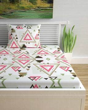 120 TC Right Angles Single Size Bedsheet with 1 Pillow Cover-image-12