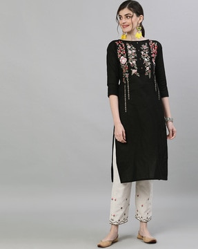 Buy White Black Printed Cotton Kurta with Afghani Pants  Set of 2   KS555NAF9  The loom