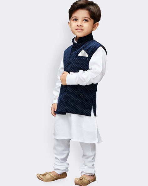 Silk Blend Kurta,Pajama And Waistcoat Sky Blue White Kurta Jacket Set,  Machine wash, Size: 38 at Rs 1300 in Mumbai