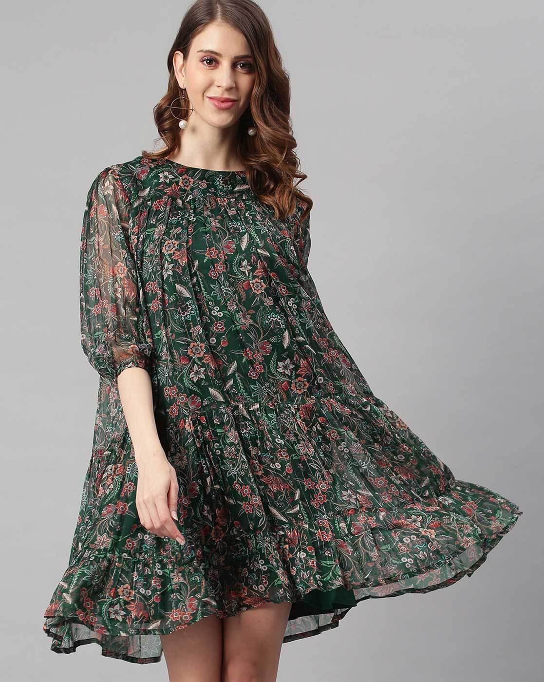 Buy Green Dresses for Women by Janasya Online | Ajio.com