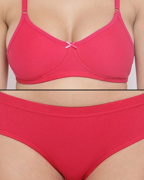 Buy online Pink Satin Bras And Panty Set from lingerie for Women by Clovia  for ₹349 at 30% off